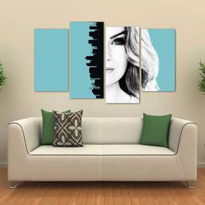 Quadro Decorativo Grey`s Anatomy Escritório Tecido 4 Peças 1