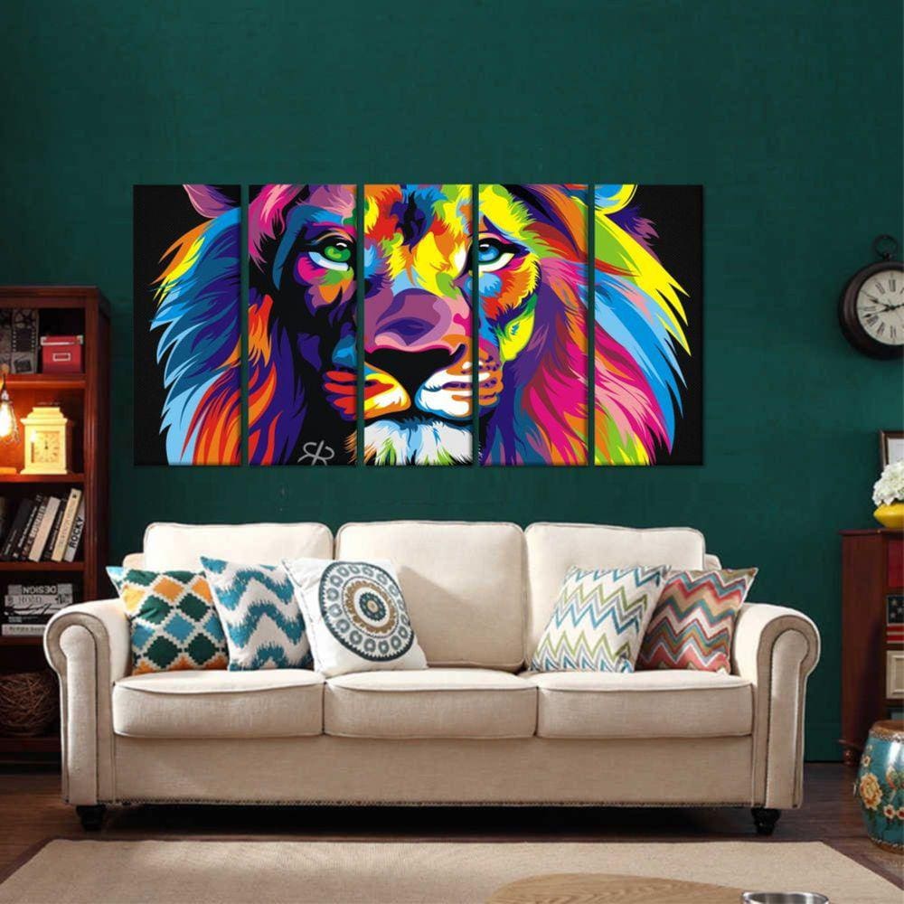 Quadro Decorativo 140x65 Sala Escritório Kit Leão De Judá