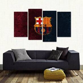 Quadro Decorativo Fc Barcelona Mosaico Em Tecido 4 Peçase