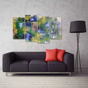 Quadro Abstrato Colorido Moderno Escritórios Tecido 4 Peças