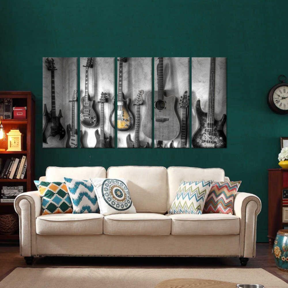 Quadro Decorativo Guitarras 140x65 em tecido