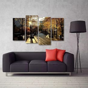 Quadro Decorativo Interiores Paisagem Toronto Tecido 4 Peças