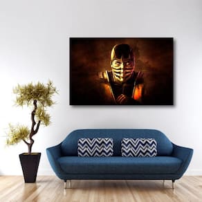 Quadro Mortal Kombat Scorpion decorativo - Tela em Tecido