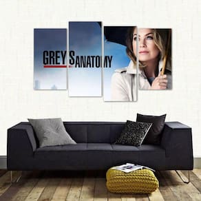 Quadro Decorativo Grey`s Anatomy Meredith Em Tecido 4 Peças