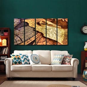 Quadro Decorativo Mapa Mundi Vintage 140x65 em tecido
