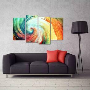 Quadro Abstrato Moderno Tornado Escritório Tecido 4 Peças