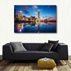 Quadro Decorativo Paisagem Hong Kong - Tela em Tecido