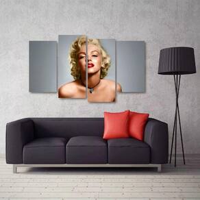 Quadro Decorativo Marilyn Monroe Quarto Em Tecido 4 Peças 1