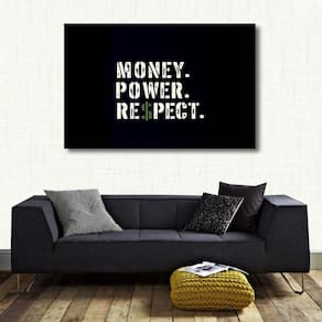 Quadro decorativo Dinheiro Poder e Respeito Tela em Tecido
