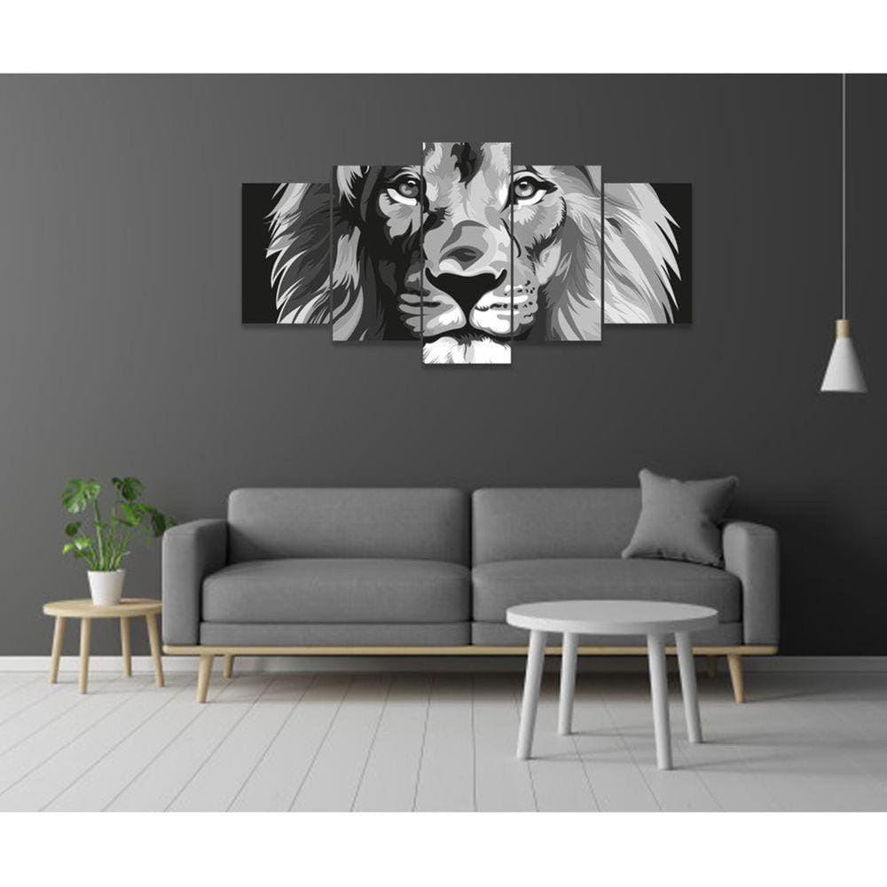 Quadro Decorativo Sala Quarto Escritório Leão Preto E Branco