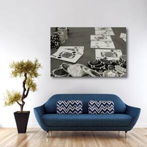 Quadro decorativo Poker Preto e Branco Tela em Tecido