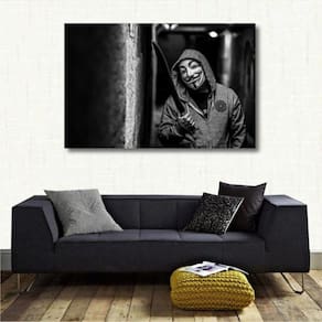 Quadro decorativo Anonymous com Facão - Tela em Tecido