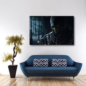 Quadro decorativo Mortal Kombat Scorpion Tela em Tecido