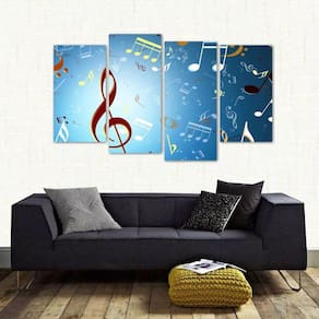 Quadro Decorativo Notas Musicais Mosaico Em Tecido 4 Peças 1