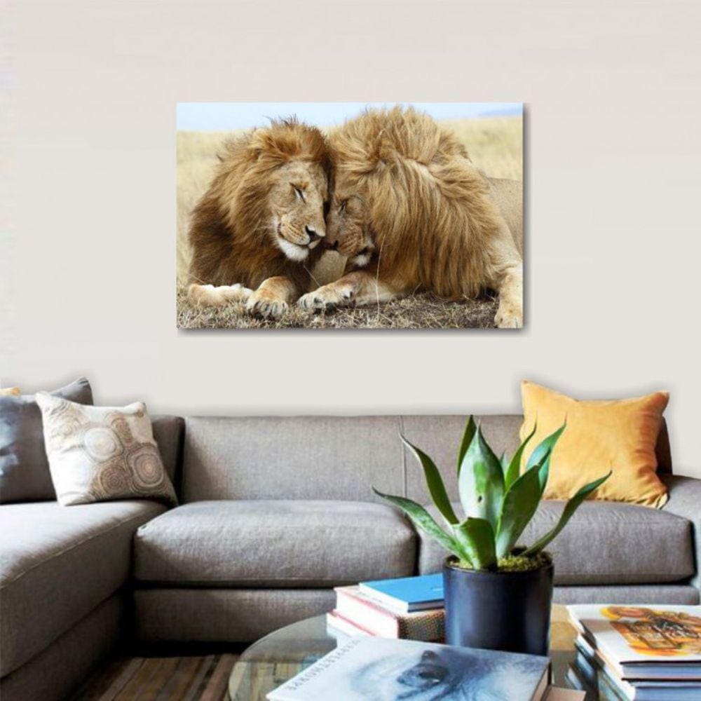 Quadro decorativo Leões na Natureza