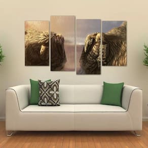 Quadro Decorativo Naruto Vale Do Fim Mosaico Tecido 4 Peças