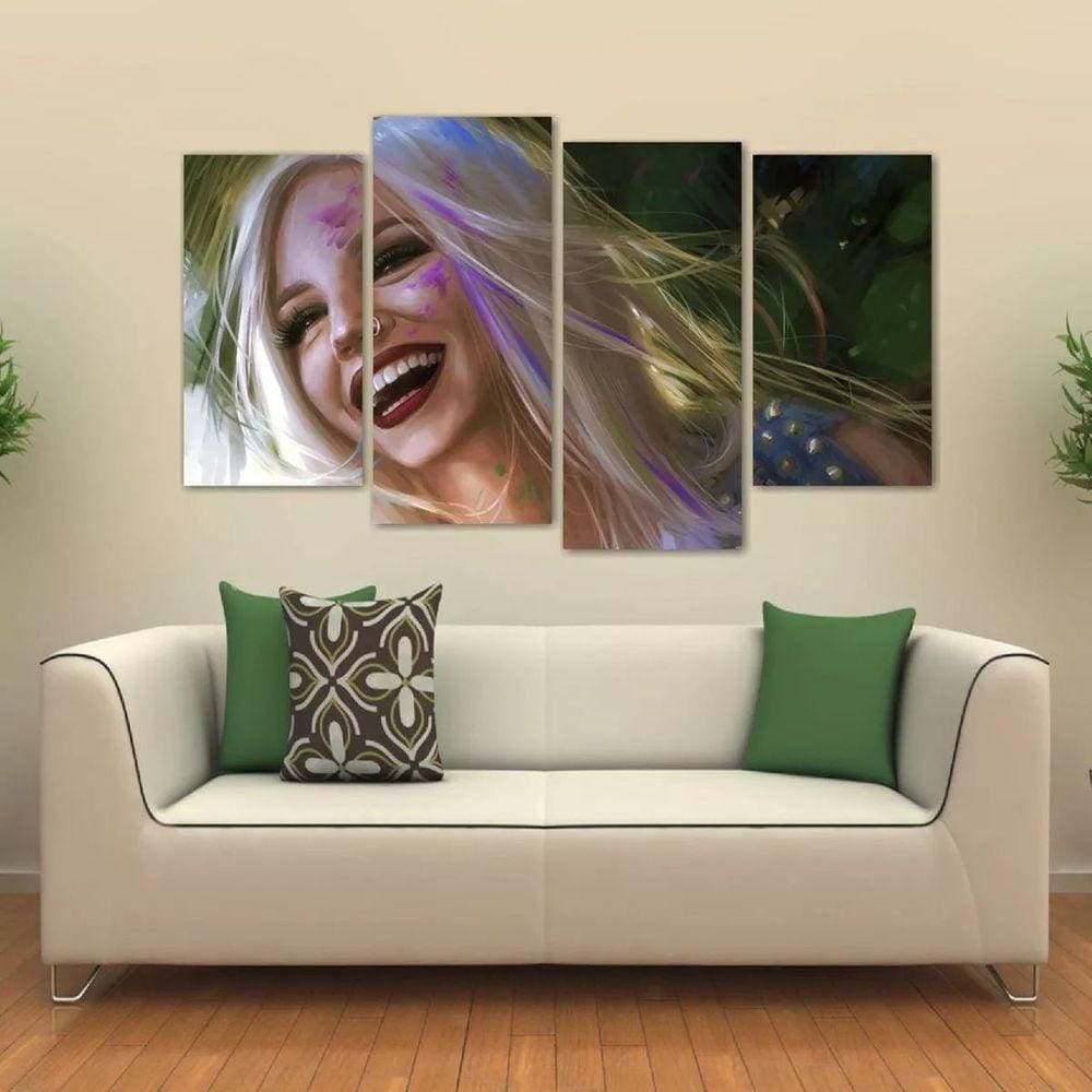 Quadro Decorativo Mulher Artístico Sala Em Tecido 4 Peças 1