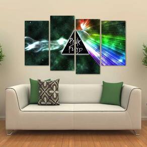 Quadro Decorativo Pink Floyd Mosaico Em Tecido 4 Peças 1