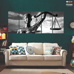 Quadro Deusa Advocacia P e B 180x70 cm 5 partes