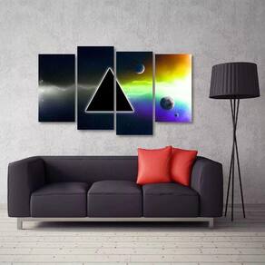 Quadro Decorativo Pink Floyd Quarto Em Tecido 4 Peças 1