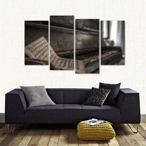 Quadro Decorativo Piano Antigo Mosaico Em Tecido 4 Peças 1