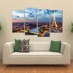Quadro Decorativo Paris Paisagem Em Tecido 4 Peças 1