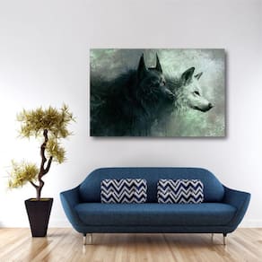 Quadro Lobos Paisagem Artístico decorativo Tela em Tecido