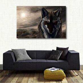 Quadro decorativo Lobo - Paisagem - Artístico - Tela em Teci