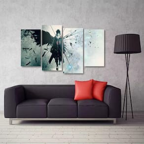 Quadro Decorativo Sasuke Uchiha Mosaico Em Tecido 4 Peças 1