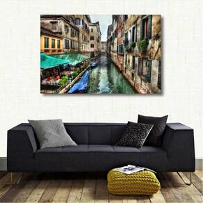 Quadro Decorativo Paisagem de Veneza Itália - Tela em Tecido