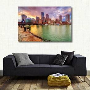 Quadro Decorativo Cidade de Boston Paisagem - Tela em Tecido