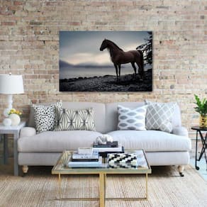 Quadro Cavalo Marrom Paisagem Escura decorativo