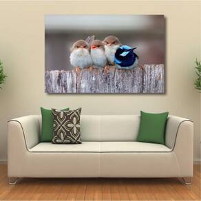 Quadro decorativo Pequenos Pássaros - Paisagem - Tela em Tec