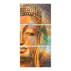 Quadro Buda Para Sala Quarto Hall 120x60 Mosaico 3 Peças