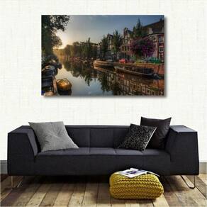 Quadro Decorativo Amsterdã - Paisagem Romântica - Tela em Te