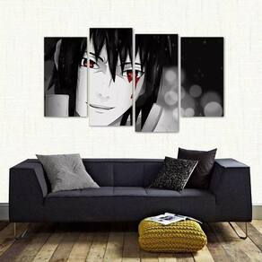 Quadro Decorativo Uchiha Sasuke Quarto Em Tecido 4 Peças 1