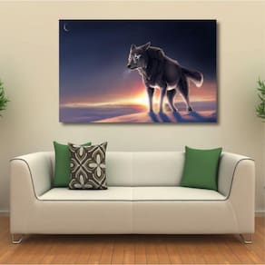 Quadro decorativo Paisagem - Lobo - Artístico - Tela em Teci