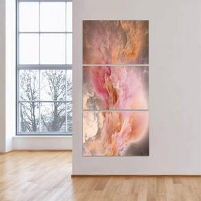 Quadro Decorativo Nuvens Abstratas Para Sala Hall Em Tecido