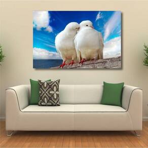 Quadro decorativo Pássaros Paisagem - Tela em Tecido