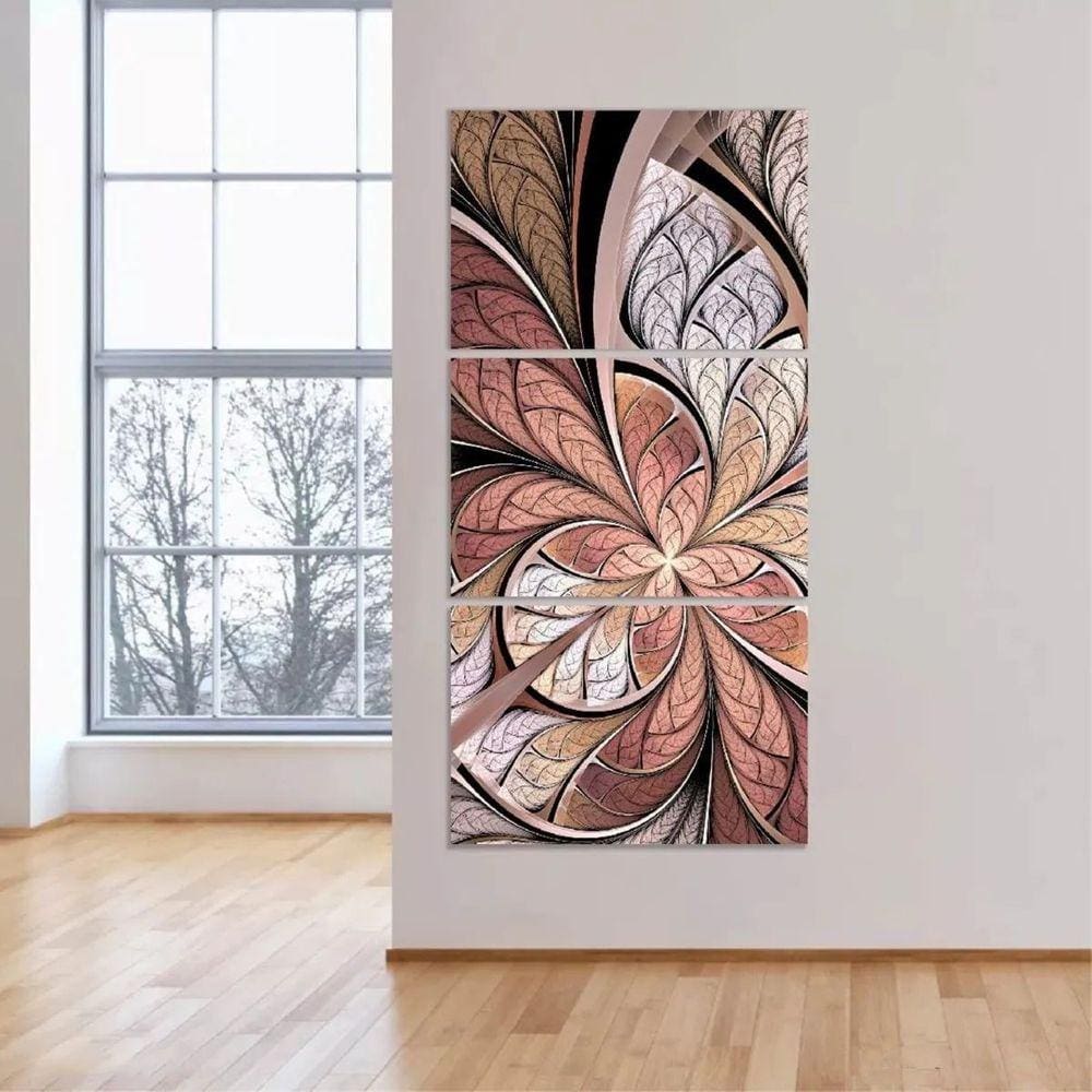 Quadro Flor Abstrata Para Corredor Sala Design Rose Vitral