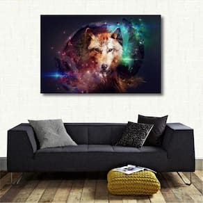 Quadro decorativo Lobo Moderno - Artístico - Tela em Tecido