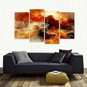 Quadro Nuvem Colorida Sala Escritório Em Tecido 4 Peças 1