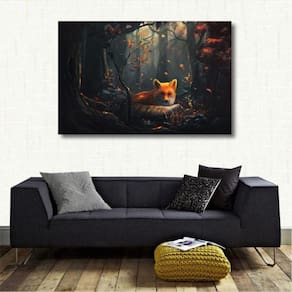 Quadro decorativo Artístico - Raposa Paisagem - Tela em Teci