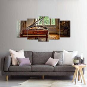 Quadro decorativo Sala de Piano Vintage Música Mosaico
