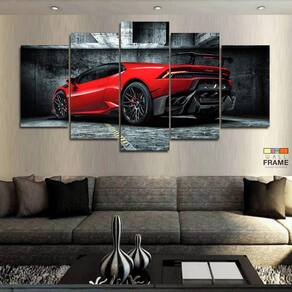 Quadro Decorativo Lamborghini Vermelha 130x63 em tecido