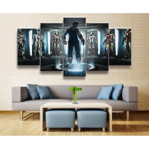 Quadro Decorativo Tony Stark3 5 peças 130x65 cm em tecido