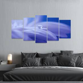 Quadro Flor Planta e Gota de Água Para Sala Quarto 5 Peças