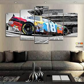 Quadro Decorativo Corridas Nascar 130x63 em tecido