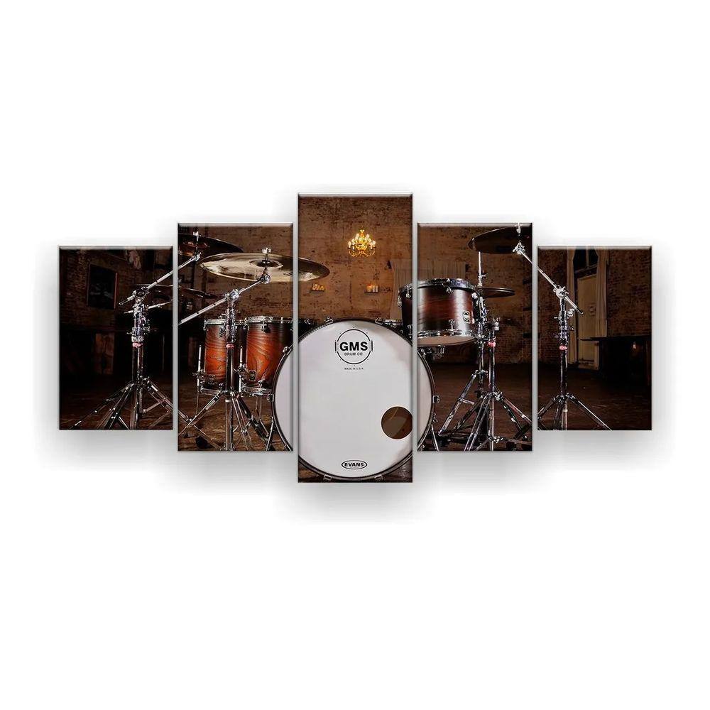 Quadro Decorativo Bateria 5pc 129x61 Sala Quarto