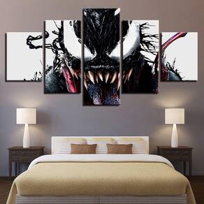 Quadro Decorativo Venom Marvel 5 peças 130x65 em tecido